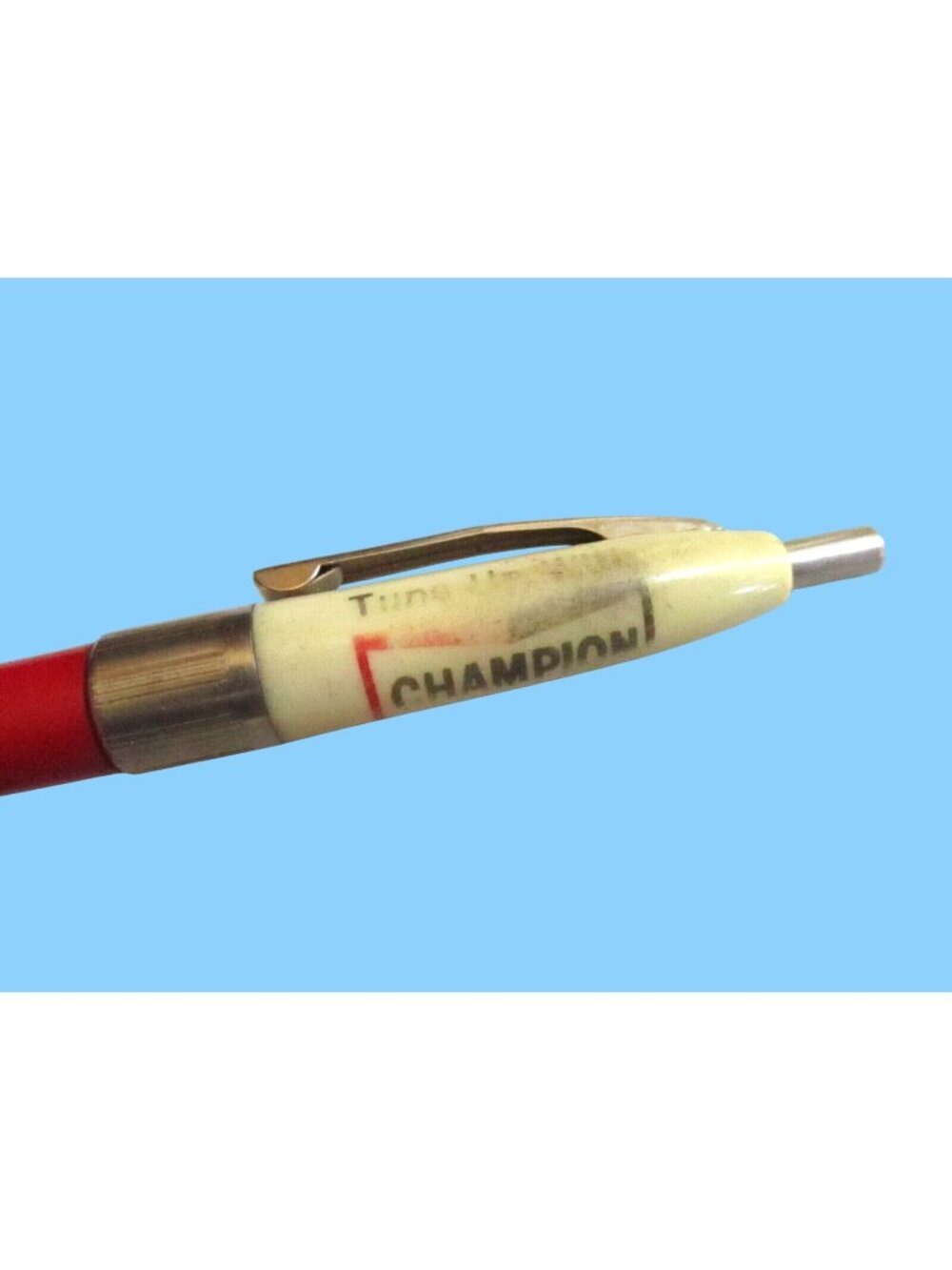 Vintage Advertising Pen Champion Sparkplug Tucker USA Red/White 1970s